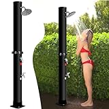 Bsteciar Ducha Solar Exterior 40 litros, Ducha Piscina para Jardín con 360° Cabezal de Ducha y Grifo, Regulación de Temperatura y Presión - Ideal para Jardín, Camping y Piscina