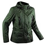 A-Pro Chaqueta mujer, para ciudad o moto, resistente al agua, con protectores y gorro, verde, talla M