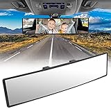 URAQT Espejo Retrovisor, Espejos Interiores Universal, Espejo de Antideslumbrante, Espejo Retrovisor Panorámico para Automóvil, SUV y Camiones, Negro 310mmx85mm