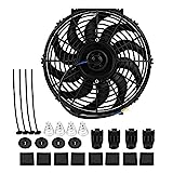 SOULONG Ventilador de refrigeración de motor de coche, 12 pulgadas, 12 V, 80 W, 10 cuchillas, ajuste universal, ABS y acero, 800 CFM, 2000 RPM, kit de montaje