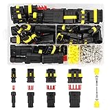 300 Piezas Conectores Electricos Rapidos 1 2 3 4 Pines Conector Electrico Impermeable Conector Estanco Rápido Enchufe Terminal Conectores Sellado para Moto Scooter Automóvil Barco