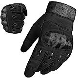 WESTWOOD FOX WFX Guantes de Motocicleta para Hombres y Mujeres, Guantes de Moto con Pantalla táctil y Nudillos Duros para Andar en Bicicleta, Senderismo, Camping (Negro, M)
