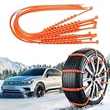 badaren Cadenas Coche Nieve, 10 Cadenas de Nieve Universales Antideslizantes Emergencia para Automóviles Adecuadas para Automóviles/Camiones/Suv, Se Pueden Usar en Caminos con NieveBarro (naranja A)