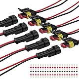 URAQT 5 Pares 2 Pines Conector Electrico Impermeable, 20 PCS Conectores Macho y Hembra, Solder Seal Conector Empalmes, Rápido Enchufe Terminal Kit para Automóviles, Moto, Barcos, Camiones