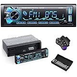 RDS Radio Coche Bluetooth Extraible, Wistrue FM/Am Autoradio Bluetooth 5.0 Manos Libres,1DIN Autoradio Stéreo 65Wx4 Soporta MP3/2USB Carga rápida/AUX/SD/WMA/WAV/Control Remoto(Multicolor)