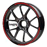 Longivia® Pegatinas Llantas Moto de 15' a 19' Pulgadas Kit Completo Rojo para 2 Llantas Adesivos para Moto Coche Tuning o Bicicleta Cinta Adhesiva Reflectante Accesorios Motocicleta Vinilo