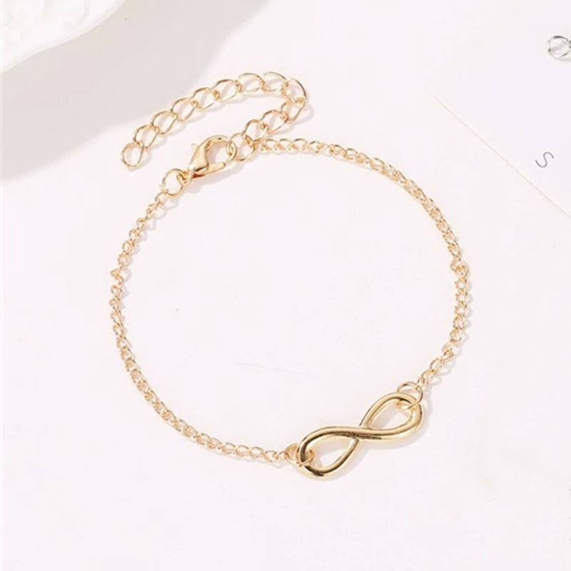 L040 caliente minimalista Punk Vintage Bijoux moda encanto infinito 8 pulseras para mujeres regalo hombres cadena pequeños brazaletes joyería barata