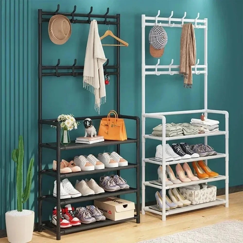 Colgador de ropa, Zapatero multicapa, puerta DIY, estante para sombreros y zapatos, organizador Simple de pie para sala de estar, estantes de almacenamiento