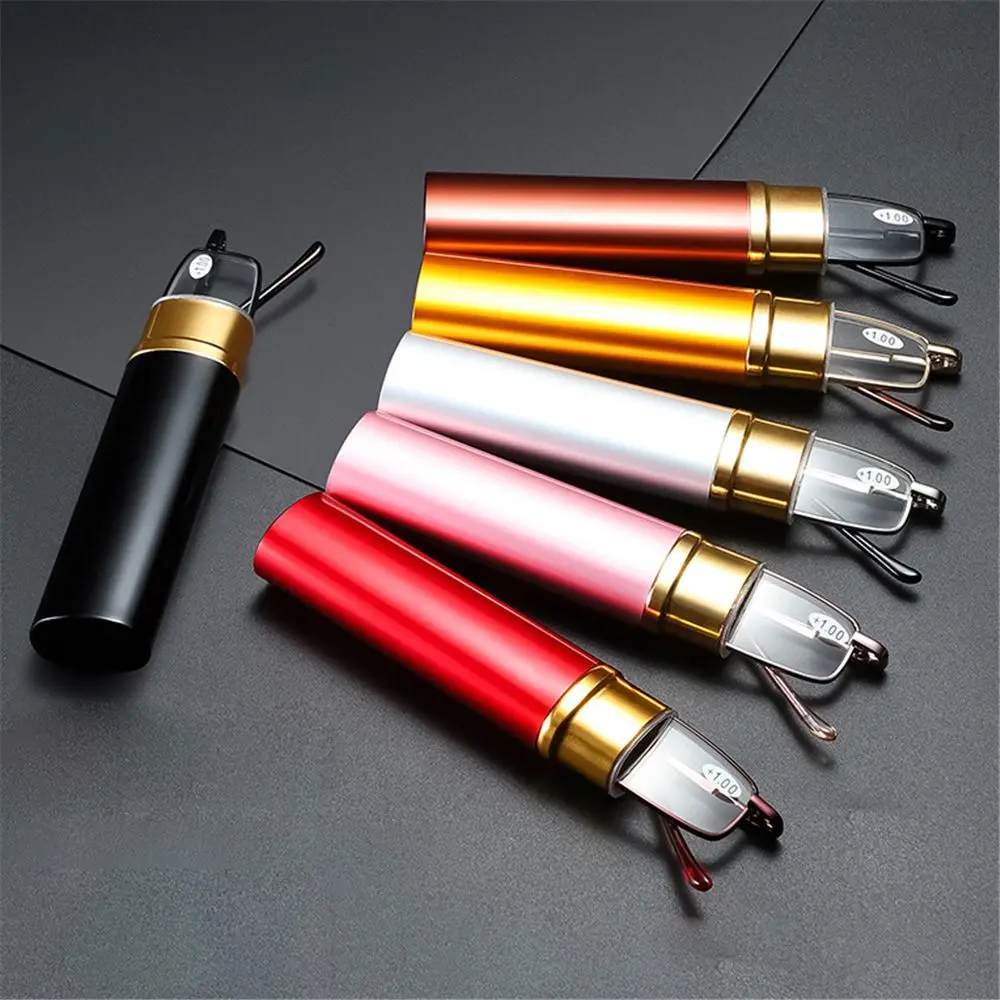 Gafas de lectura portátiles para hombres y mujeres, lentes ultrafinas, Mini, antiluz azul, para presbicia, con caja, para ordenador, + 1,0 ~ 4,0