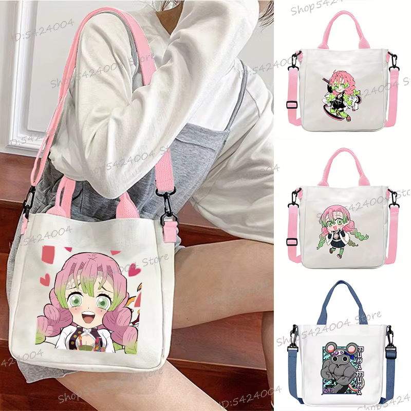Kanroji Mitsuri bolso cruzado para mujeres y hombres, bolsos de hombro para exteriores, bolso de mensajero cuadrado portátil, Demon Slayer, regalo de cumpleaños de Anime