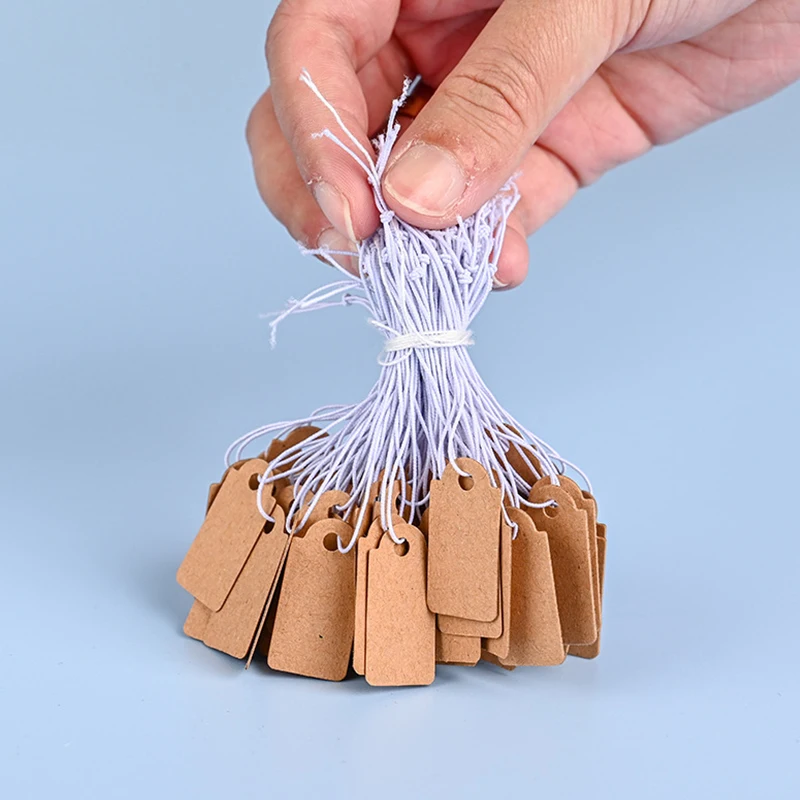 100 Uds etiquetas de precio etiquetas de cadena corbata reloj joyería exhibición mercancía etiqueta de precio tarjetas de papel DIY etiqueta de precio en blanco Rectangular