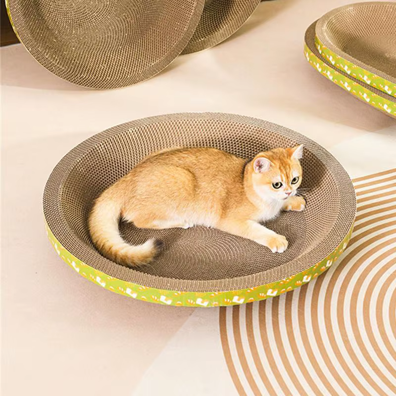 Rascador de cartón para gatos, almohadilla duradera en forma de cuenco de alta densidad para gatos de interior, muebles para gatos, poste para rascar