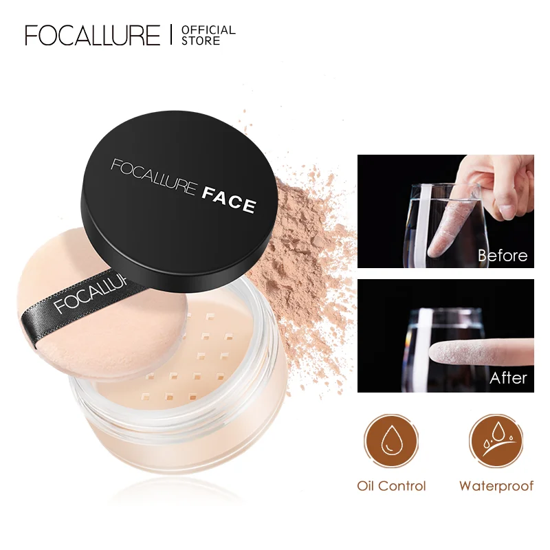 Focallure-polvo de ajuste suelto con acabado Invisible, polvo de Maquillaje facial suave Natural translúcido, Control de aceite, polvo suelto facial