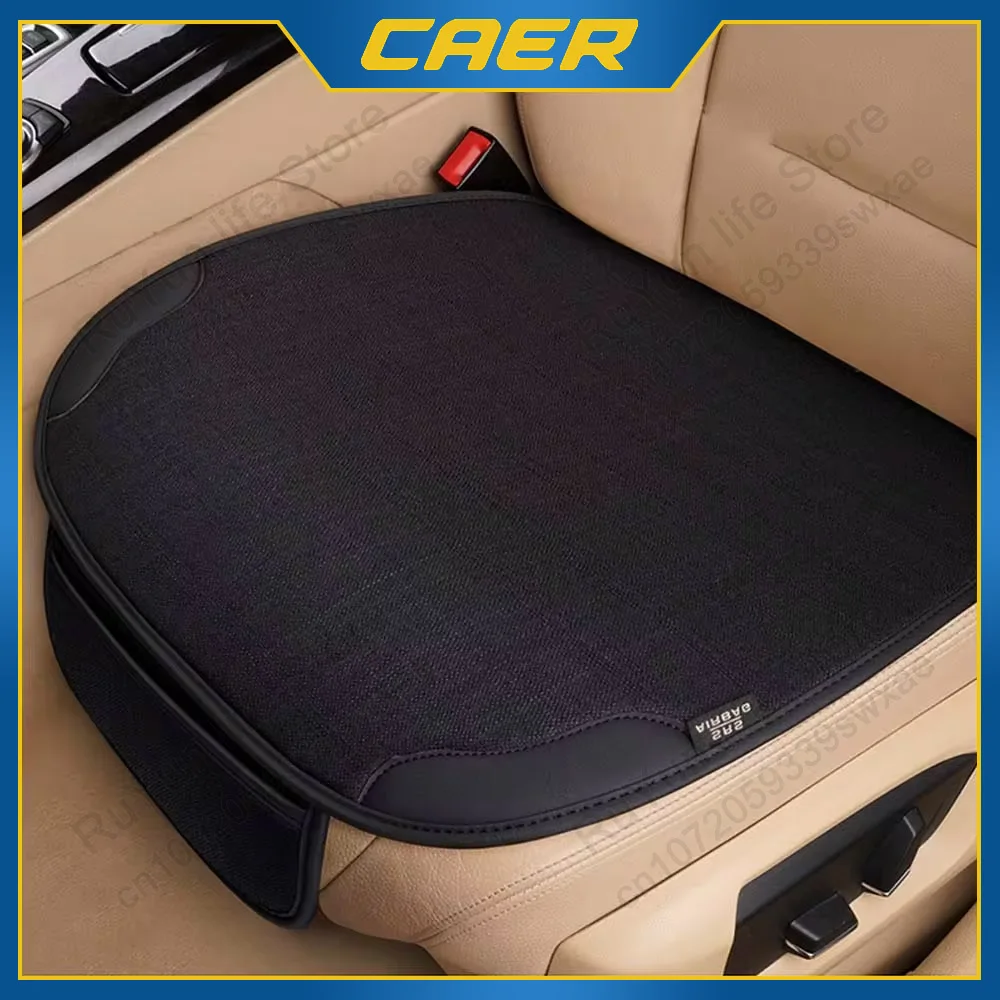CAER-funda de asiento de lino transpirable para coche, Protector Universal de asientos delanteros para las cuatro estaciones, cojín, Kit de fundas protectoras para silla Interior de coche