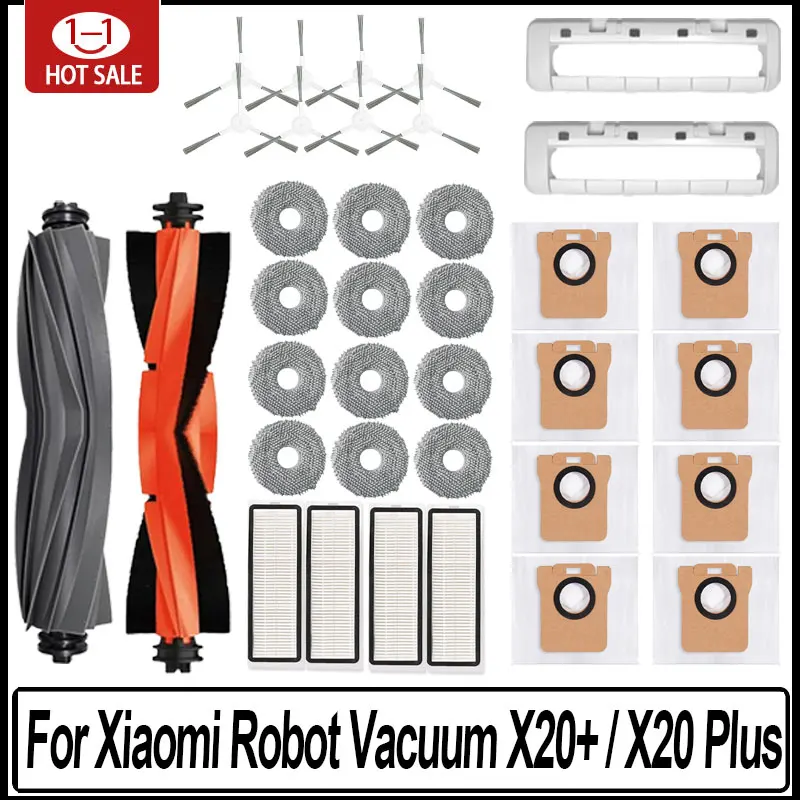 Para Xiaomi Robot aspirador X20 + / X20 Plus bolsa de polvo paño de mopa accesorios Cepillo Lateral principal piezas de repuesto de filtro Hepa