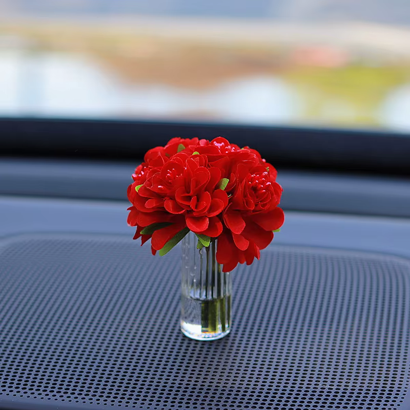 Flor Artificial romántica para decoración Interior de coche, adorno bonito para consola central de coche, artilugios de decoración, accesorios de Interior de coche