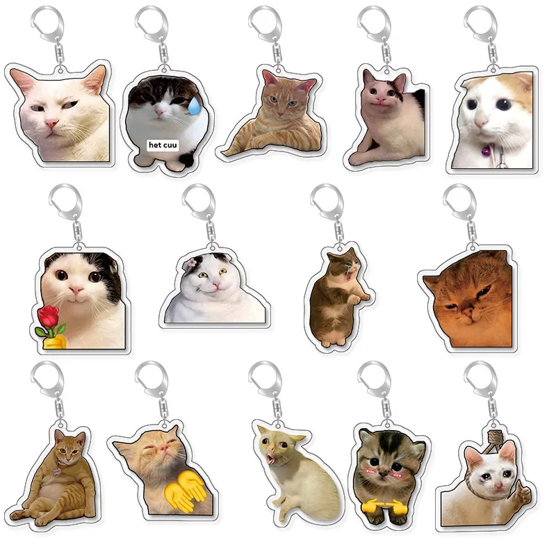 LLavero de la serie Funny Cat Memes, bolsa de regalo para estudiantes, cordón, bolso de mujer, llavero colgante, cosas lindas, regalo barato para mejores amigos
