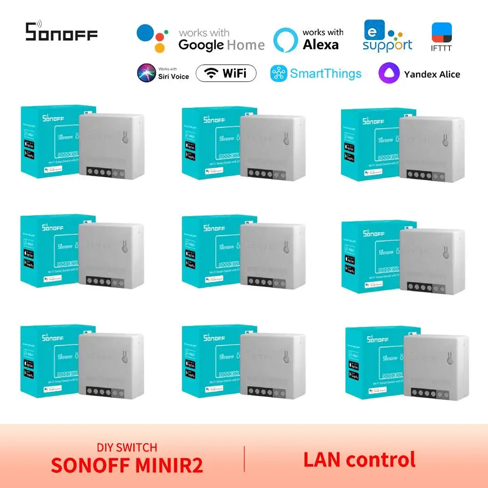 SONOFF Mini Wifi interruptor inteligente Minir2 doble Control automatización módulos Diy funciona con Alexa Siri Alice Smartthings EWelink Google
