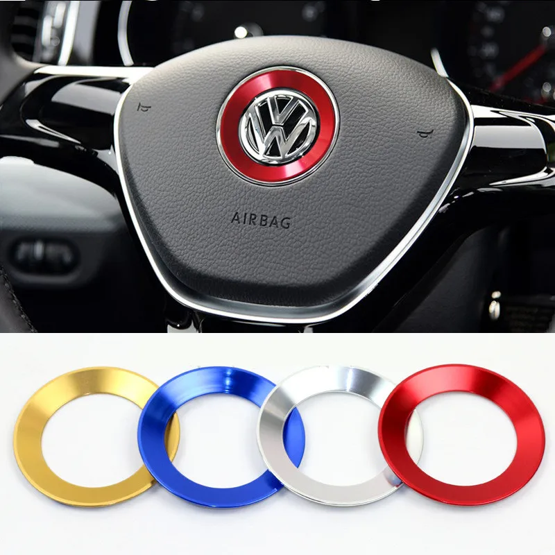 Ceyes-Emblema del volante de coche, anillo circular decorativo, accesorios, funda para Volkswagen VW Golf 4 5 Polo Jetta Mk6