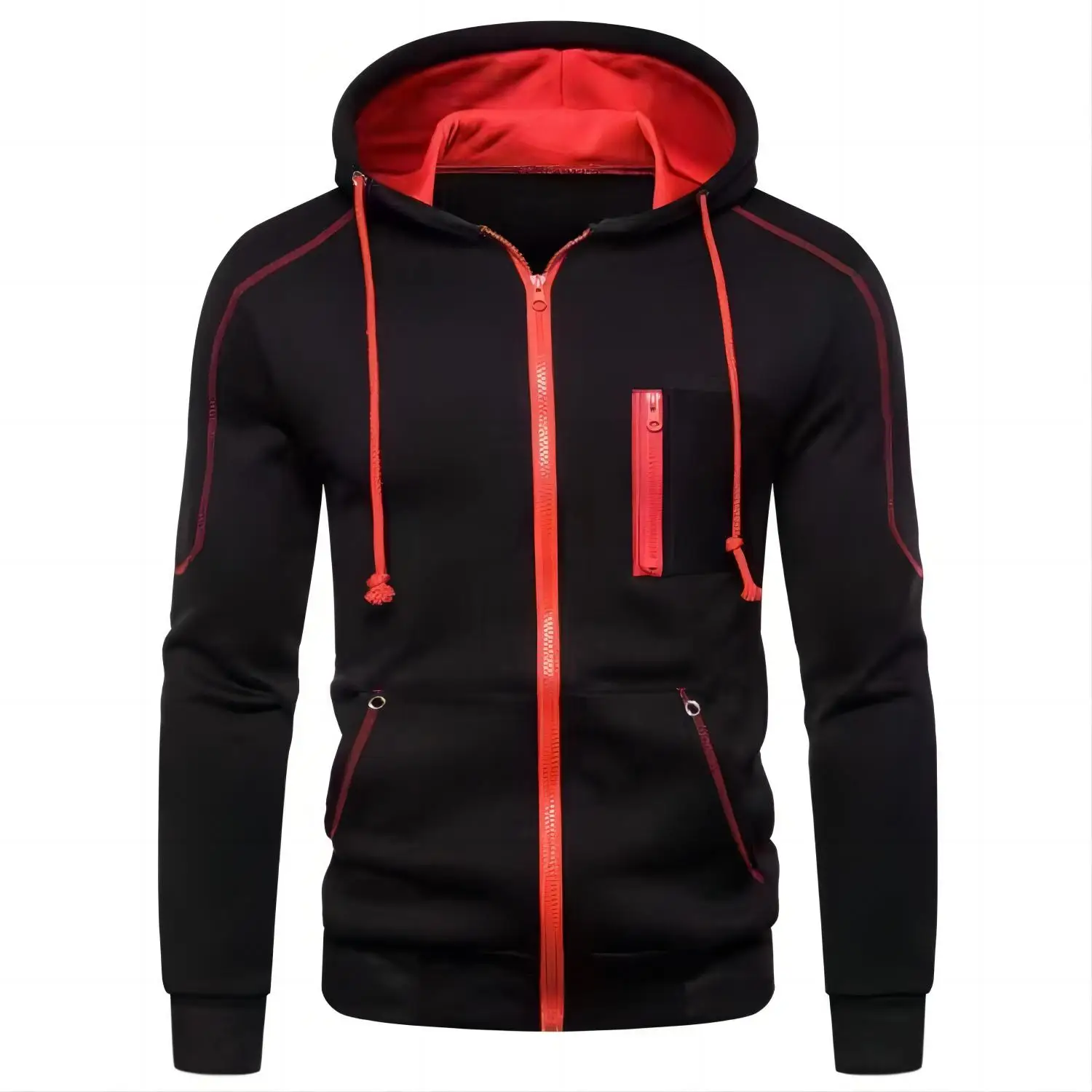 Chaqueta con capucha para hombre, ropa de calle, sudaderas de manga larga, jersey con capucha y cremallera, ropa deportiva para hombre, ropa de calle 2024